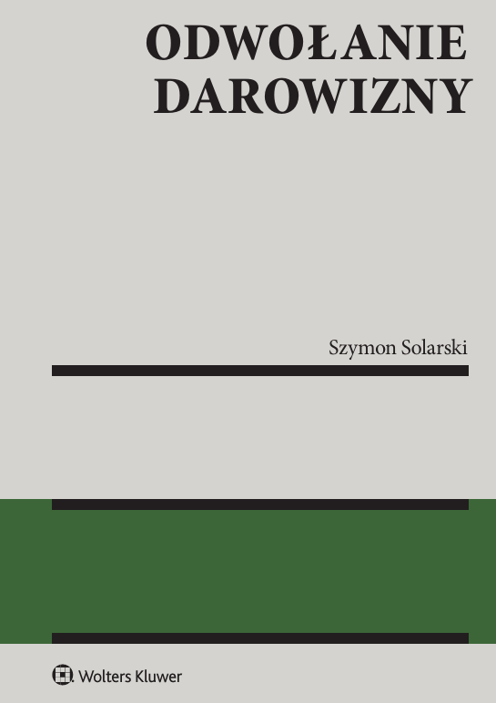Okładka publikacji: Odwołanie Darowizny